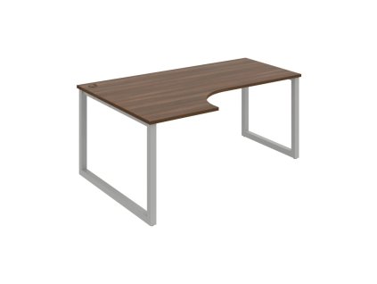 Pracovný stôl UNI O, ergo, pravý, 180x75,5x120 cm, orech/sivá