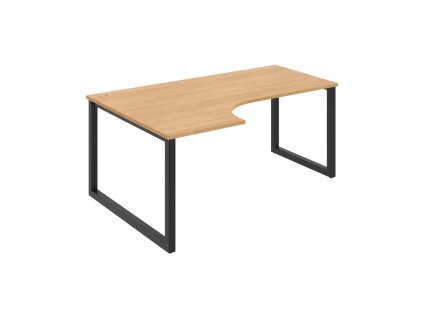 Pracovný stôl UNI O, ergo, pravý, 180x75,5x120 cm, dub/čierna