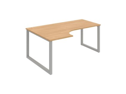 Pracovný stôl UNI O, ergo, pravý, 180x75,5x120 cm, dub/sivá