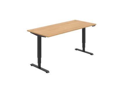 Pracovný stôl RUN, PO, 3S, 180x64,5-130,5x80 cm, dub/čierna