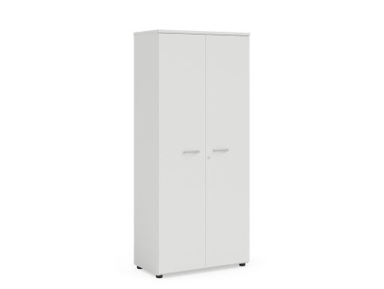 Šatníková skriňa BASIC s výsuvným vešiakom, so zámkom, 80x40x182,1cm, biela