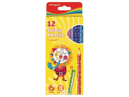 Farbičky trojhranné KEYROAD, 12 farieb