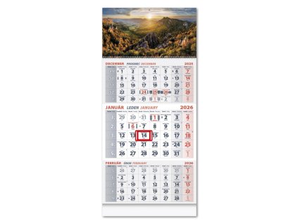 Nástenný kalendár 3-mesačný 2026 - Hory