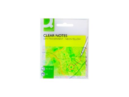 Samolepiaci bloček Q-CONNECT priehľadný, žltý, 76 x 76 mm, 50 lístkov