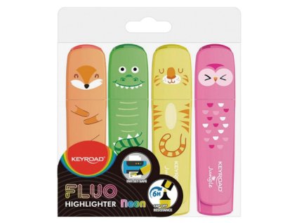 Sada zvýrazňovačov KEYROAD Fluo Jungle, sada 4 ks farieb