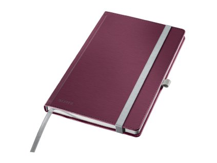 Zápisník linajkový HC A5 Leitz Style tvrdé dosky granátový červený