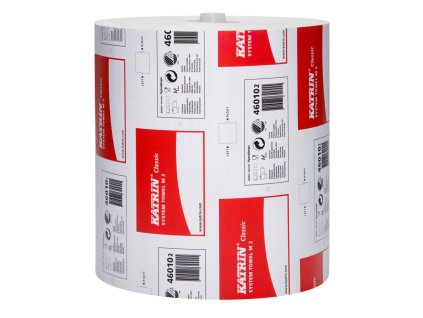 Papierové utierky v rolke 2-vrstvové KATRIN Plus System, biele, návin 150 m, celulóza, 6 ks