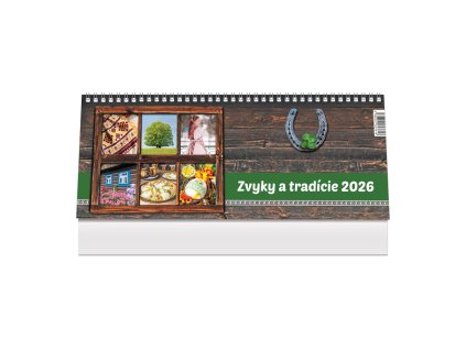 Stolový kalendár riadkový 30 x 12 cm - Zvyky a tradície 2026
