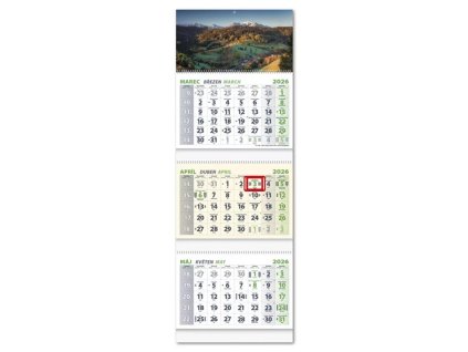 Nástenný kalendár 3-mesačný špirálový - Krajina 2026