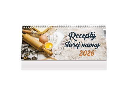 Stolový kalendár riadkový 30 x 12 cm - Recepty starej mamy 2026