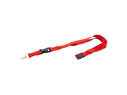 Šnúrka na krk s odnímateľnou karabínou a skobou 20x560mm červená