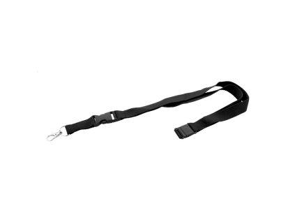 Šnúrka na krk s odnímateľnou karabínou a skobou 20x560mm čierna