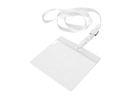 Šnúrka na krk 48,5 x 11,2 x 0,5 cm s PVC držiakom biela