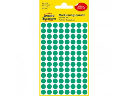 Etikety kruhové 8mm Avery zelené