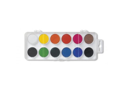Školské vodové farby, 22.5mm, 12 farieb