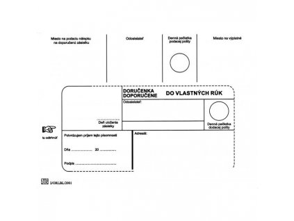 Poštové obálky B6 doručenka do VR bez OD, 100 ks