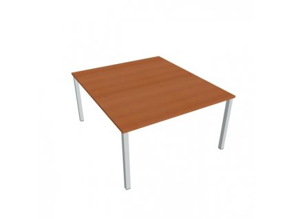 Pracovný stôl Uni, zdvojený, 140x75,5x160 cm, čerešňa/sivá