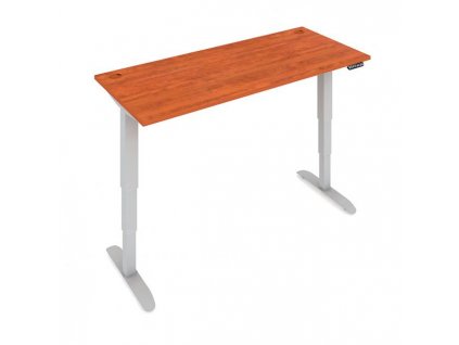 Pracovný stôl Motion, PO, 3S, 160x61-128x80 cm, čerešňa/sivá