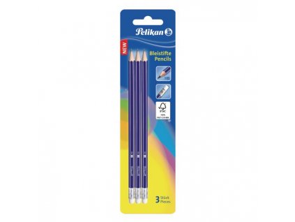 Ceruzka s gumou Pelikan HB 3ks v blistri