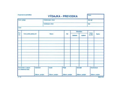 Výdajka - prevodka bez DPH, A5