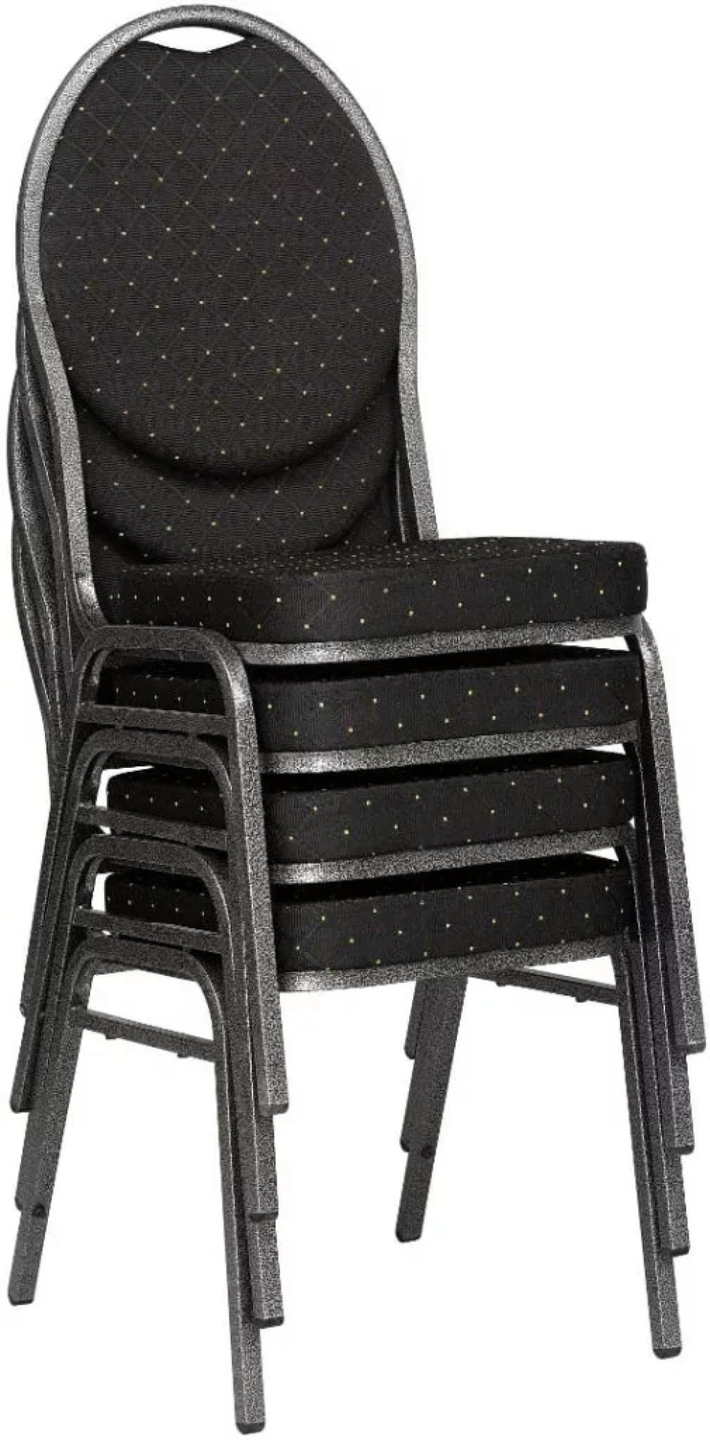 Basic Banketová stolička Black Round, antracitový rám, látka čierna