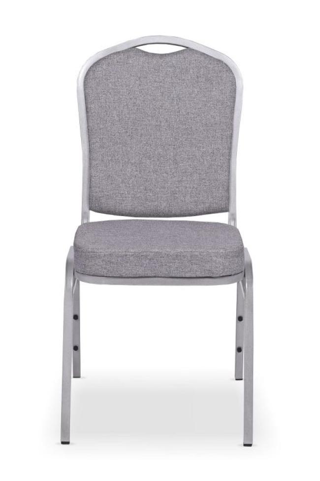 Basic Banketová stolička Silver Smooth, strieborný rám, látka sivá