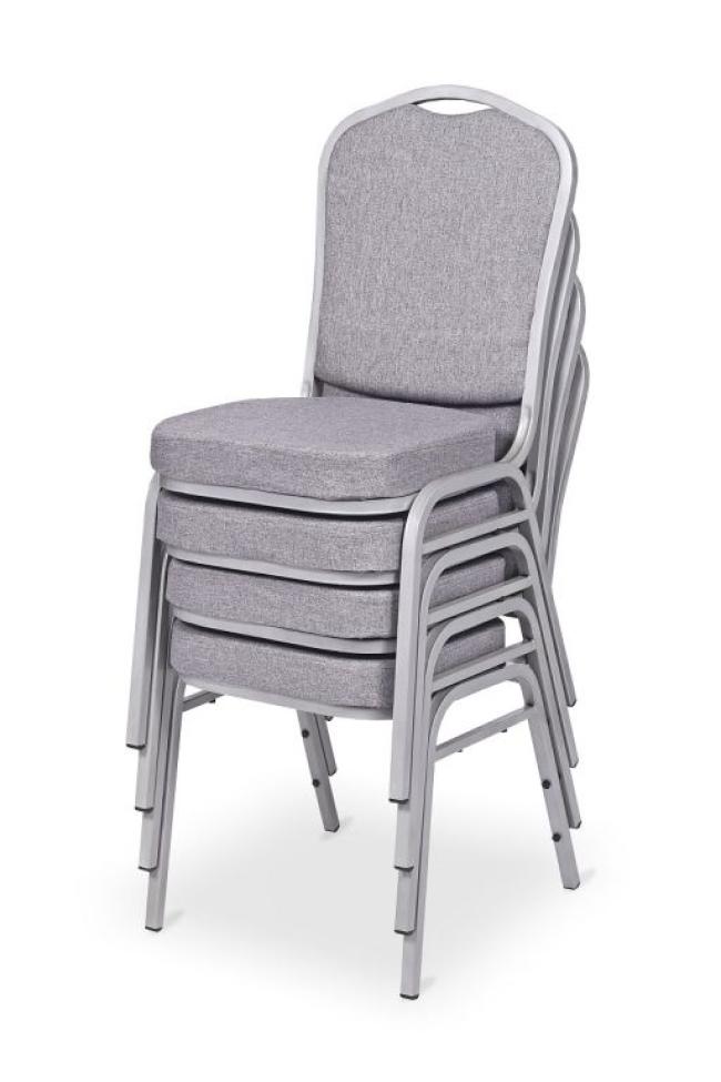 Basic Banketová stolička Silver Smooth, strieborný rám, látka sivá