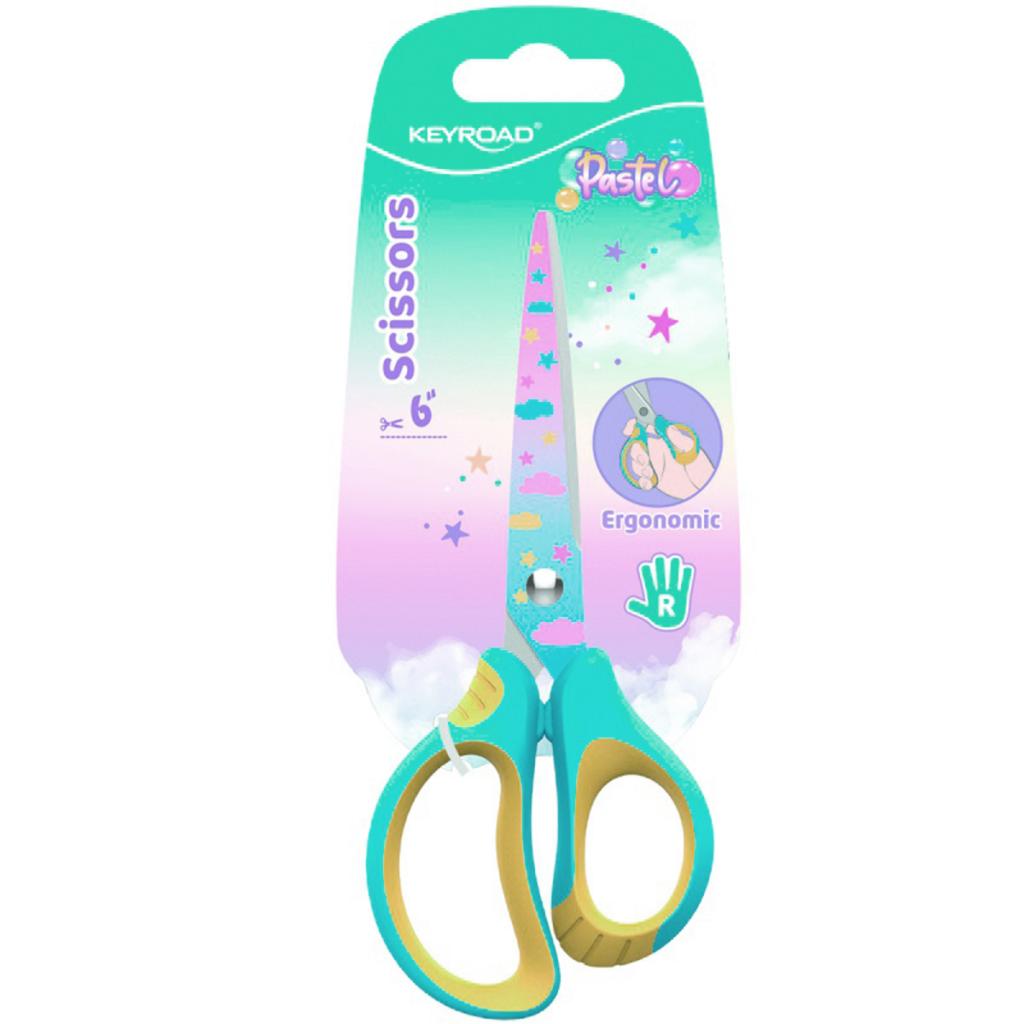 Nožnice KEYROAD Pastel Deco ergonomické, 15,5 cm, blister, mix farieb