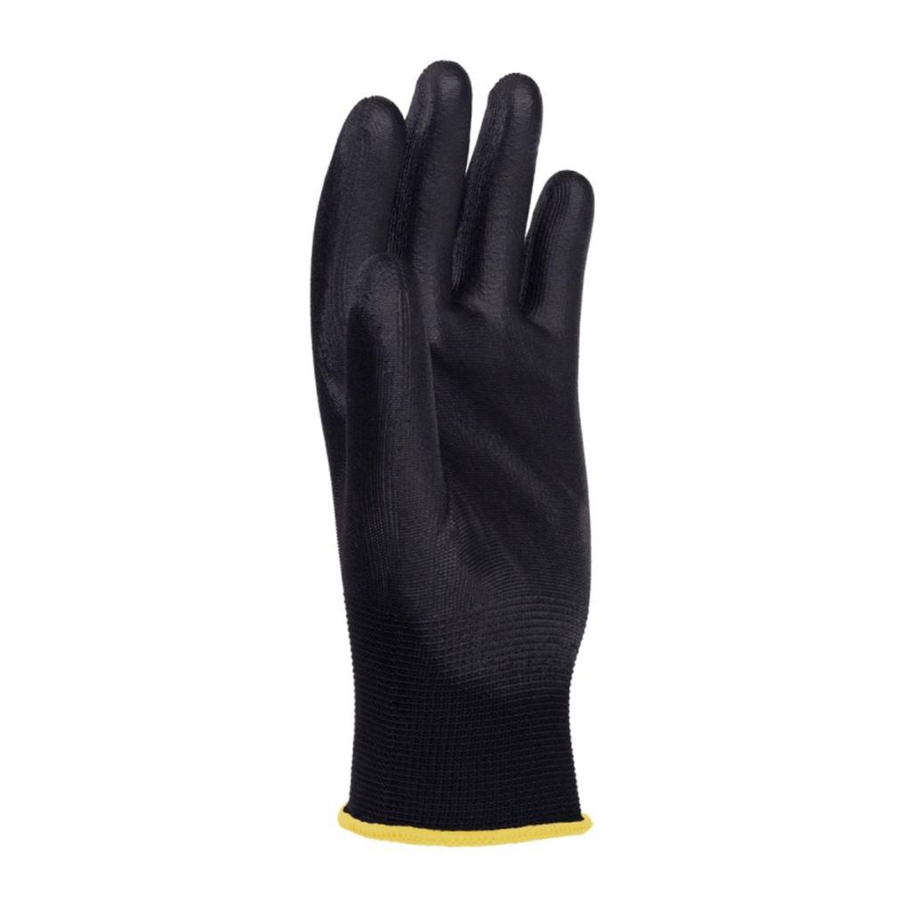 Rukavice pletené, polomáčané DONAU SAFETY PU kat. II čierne veľ. 8