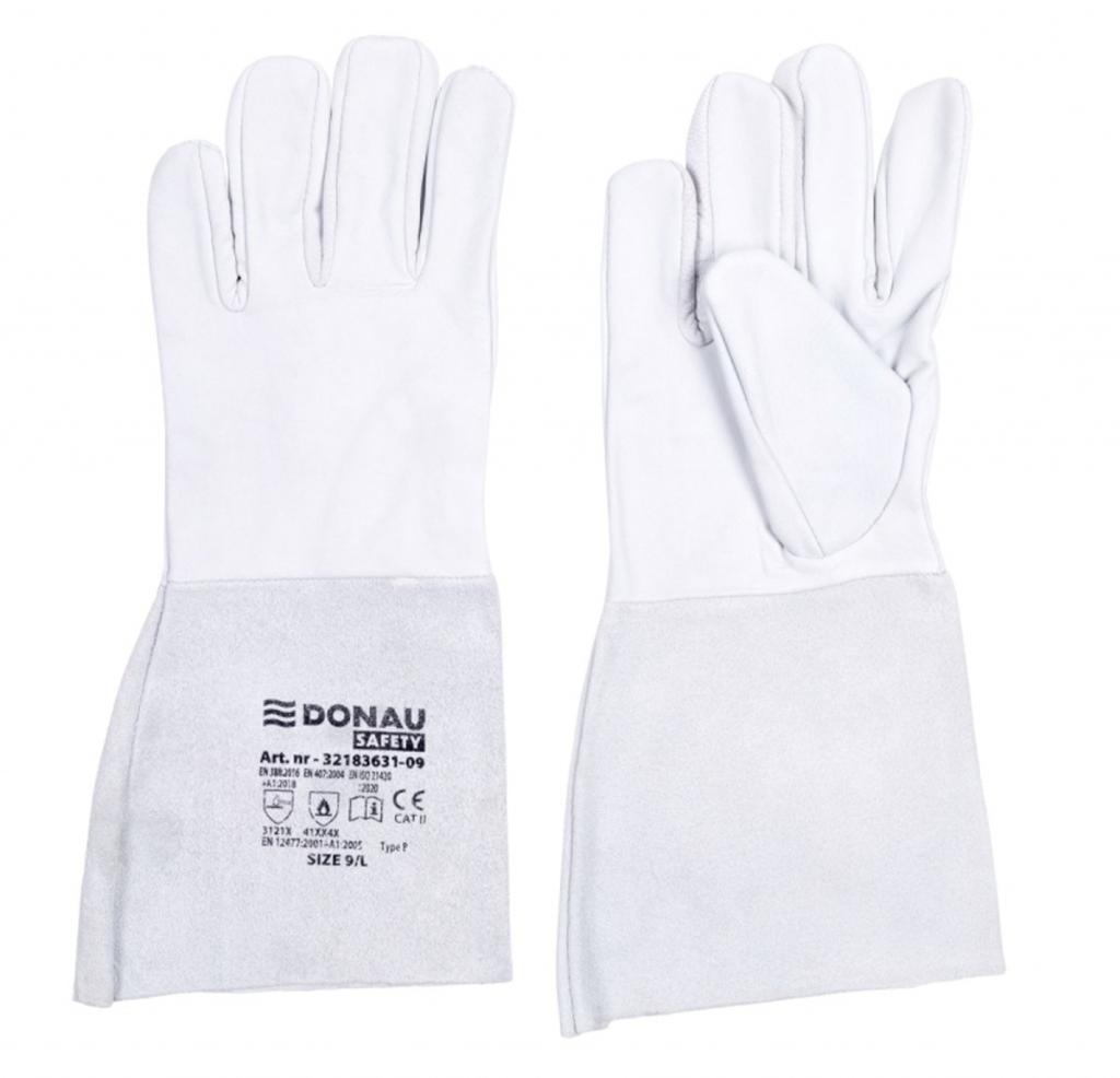 Rukavice ochranné celokoženné DONAU SAFETY zváracie TIG bielo-sivé veľ. 10/XL