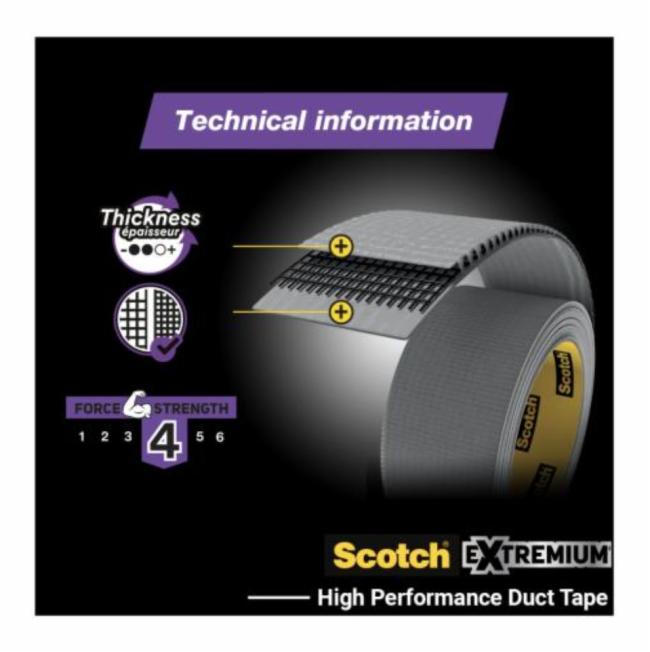 Scotch Opravná páska Scotch, Extremium, NO RESIDUE, vysokovýkonná, 48mm x 18,2m Vysokoúčinná lepiaca páska Scotch® Extremium™ NO RESIDUE typu duct