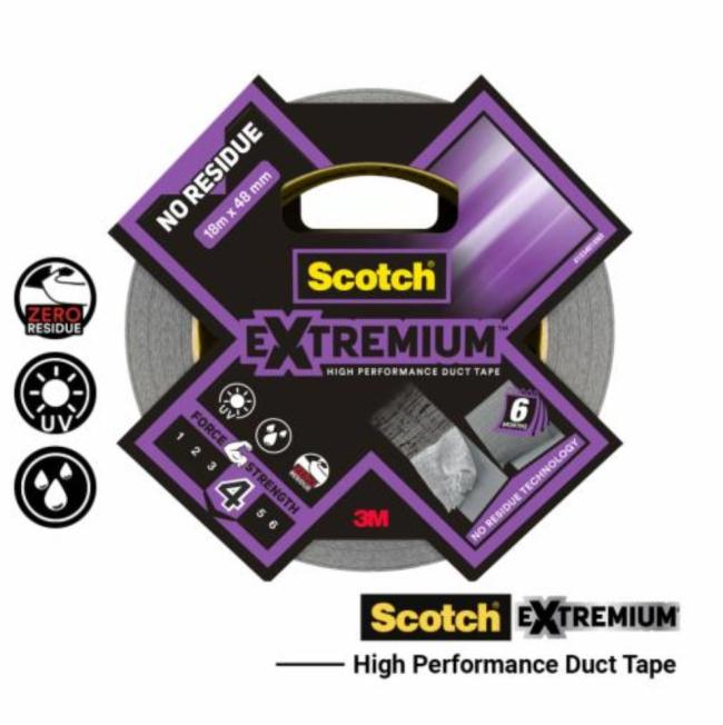 Scotch Opravná páska Scotch, Extremium, NO RESIDUE, vysokovýkonná, 48mm x 18,2m Vysokoúčinná lepiaca páska Scotch® Extremium™ NO RESIDUE typu duct