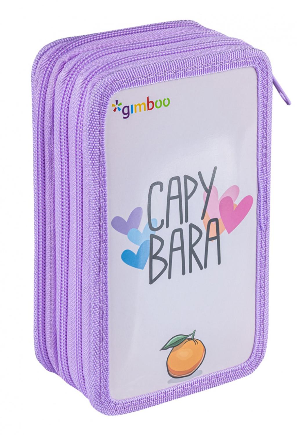 Peračník GIMBOO 3-zipsový plný, Capybara, fialový