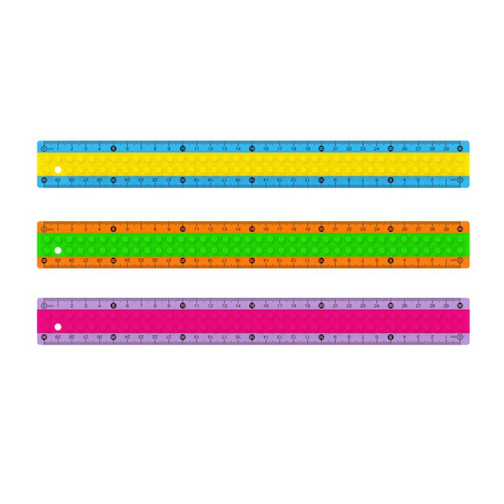 Pravítko KEYROAD 30 cm, ohybné, dizajn LEGO, mix farieb