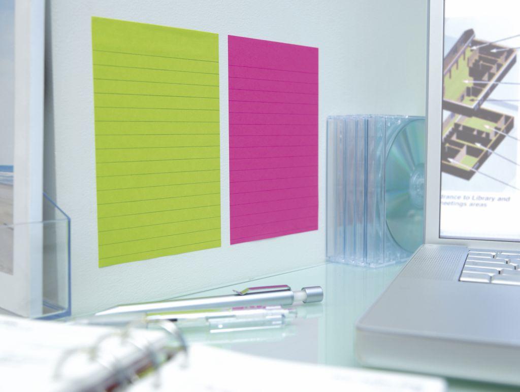 Samolepiaci bloček Post-it Super Sticky 101 mm x 152 mm XXL, dúhové farby, linajkové, 3 bločky po 90 lístkov