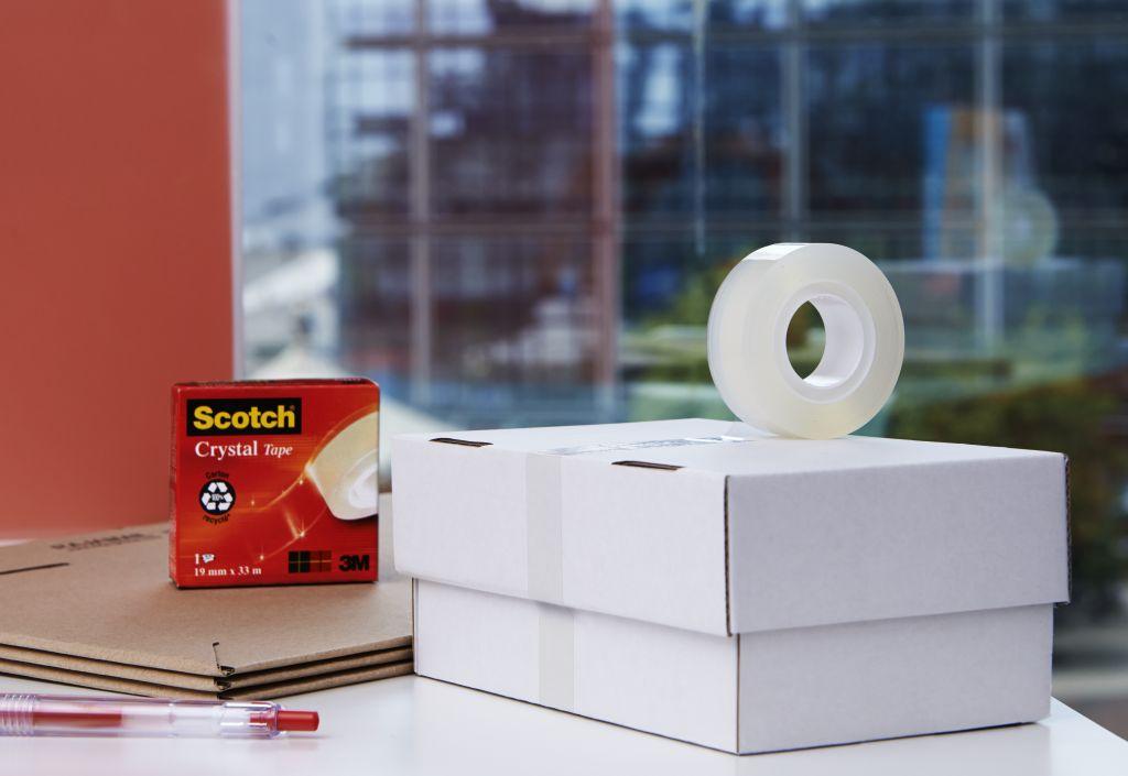 Scotch Lepiaca páska kryštálovo číra Scotch, 19 mm × 7,5 m, 2 + 1 rolka, v zásobníku zadarmo