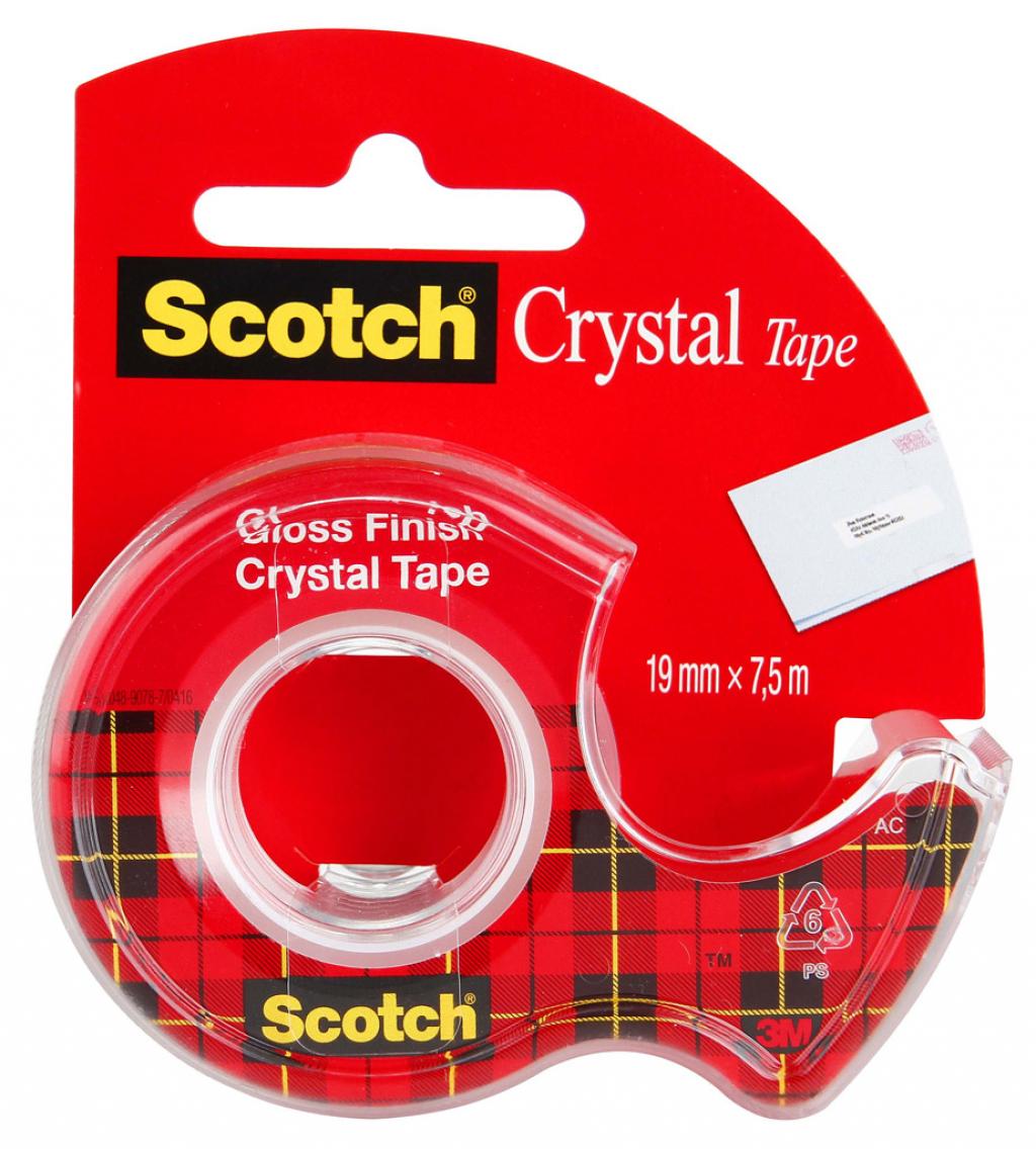 Lepiaca páska krištáľovo číra Scotch , 19 mm x 7,5 m, 1 rolka v zásobníku
