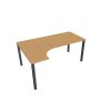 Pracovný stôl Uni, ergo, pravý, 180x75,5x120 cm, buk/čierna