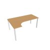 Pracovný stôl Uni, ergo, pravý, 180x75,5x120 cm, buk/biela