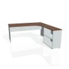 Pracovný stôl Gate, ergo, ľavý, 180x75,5x200 cm, orech/sivá