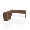 Pracovný stôl Gate, ergo, pravý, 180x75,5x200 cm, orech/orech