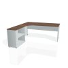 Pracovný stôl Gate, ergo, pravý, 180x75,5x200 cm, orech/sivá