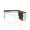 Pracovný stôl Gate, ergo, ľavý, 180x75,5x200 cm, orech/sivá