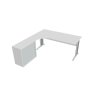 Pracovný stôl Cross, ergo, pravý, 180x75,5x200 cm, biela/kov