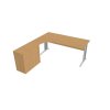 Pracovný stôl Cross, ergo, pravý, 180x75,5x200 cm, buk/kov