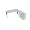 Pracovný stôl Flex, ergo, ľavý, 180x75,5x200,0 (80x40) cm, sivá/kov