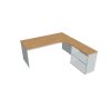 Pracovný stôl Gate, ergo, ľavý, 180x75,5x200 cm, dub/sivá