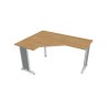 Pracovný stôl Flex, ergo, pravý, 160x75,5x120 (60x60) cm, dub/kov