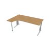Pracovný stôl Flex, ergo, pravý, 180x75,5x120 (40x80) cm, dub/kov