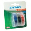 Dymo originál páska do tlačiarne štítkov, Dymo, S0847750, biely tlač/čierny, modrý, červený podklad, 3m, 9mm, 1 blister/3 ks, 3D